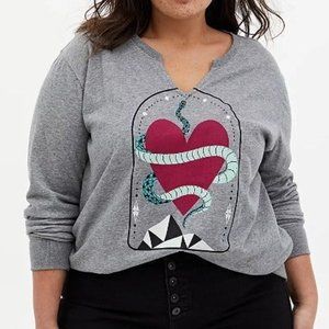 Torrid Snake Heart Split Neck Sweatshirt